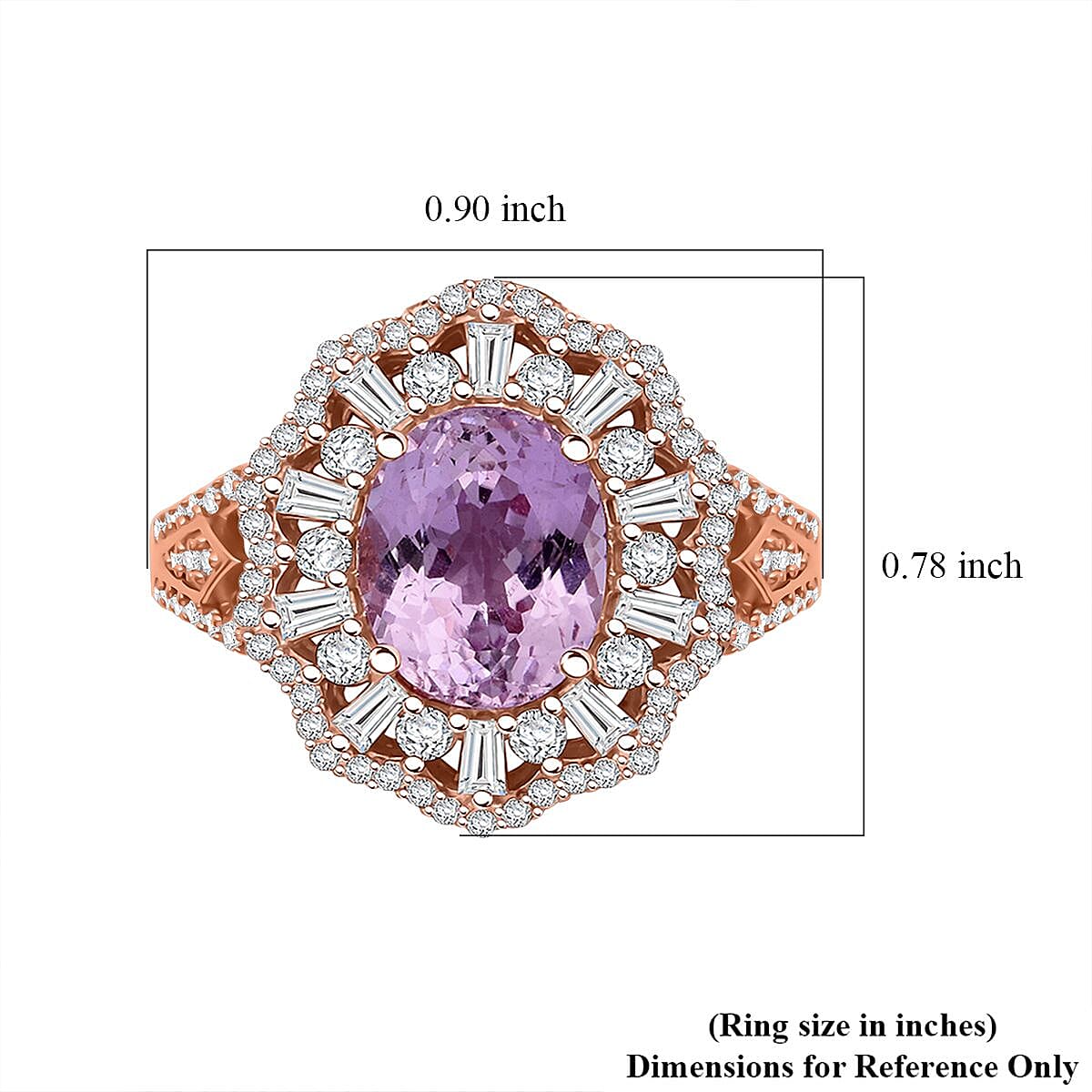 Martha Rocha Kunzite and Moissanite 4.30 ctw Ethereal Majesty Ring in 18K Vermeil Rose Gold Over Sterling Silver (Size 6.0)