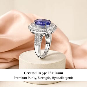 Certified & Appraised Rhapsody AAAA Tanzanite and E-F VS Diamond 6.32 ctw Ring in 950 Platinum (Size 10.0) 10.90 Grams