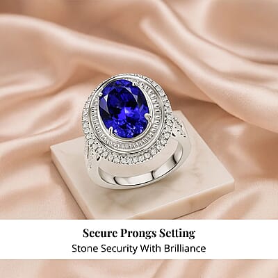 Certified & Appraised Rhapsody AAAA Tanzanite and E-F VS Diamond 6.32 ctw Ring in 950 Platinum (Size 10.0) 10.90 Grams