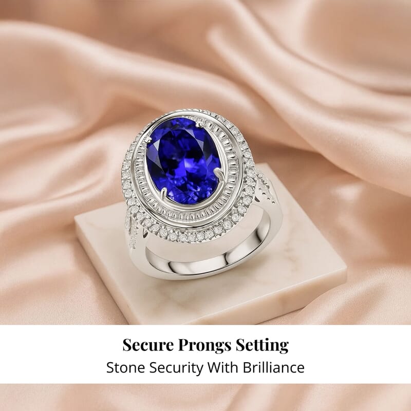 Certified & Appraised Rhapsody AAAA Tanzanite and E-F VS Diamond 6.32 ctw Ring in 950 Platinum (Size 10.0) 10.90 Grams