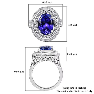 Certified & Appraised Rhapsody AAAA Tanzanite and E-F VS Diamond 6.32 ctw Ring in 950 Platinum (Size 10.0) 10.90 Grams