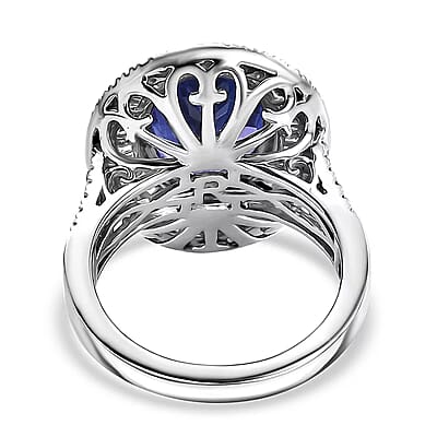 Certified & Appraised Rhapsody AAAA Tanzanite and E-F VS Diamond 6.32 ctw Ring in 950 Platinum (Size 10.0) 10.90 Grams