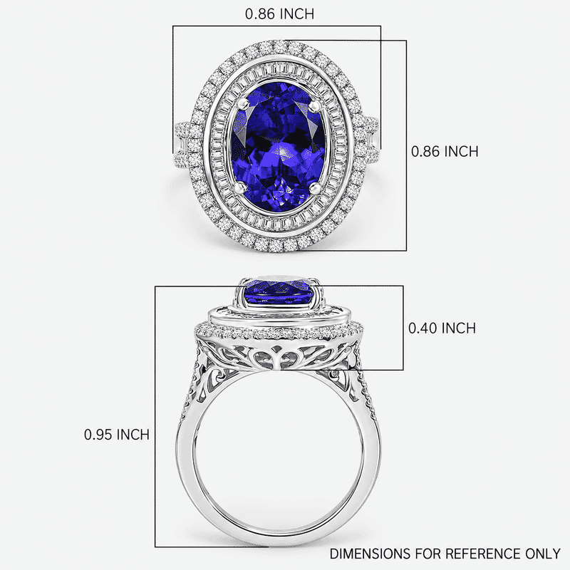 Certified & Appraised Rhapsody AAAA Tanzanite and E-F VS Diamond 6.32 ctw Ring in 950 Platinum (Size 10.0) 10.90 Grams