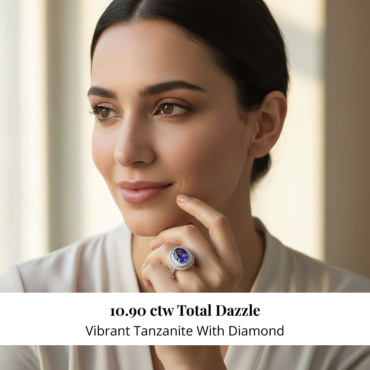 Certified & Appraised Rhapsody AAAA Tanzanite and E-F VS Diamond 6.32 ctw Ring in 950 Platinum (Size 5.0) 10.90 Grams image number 1