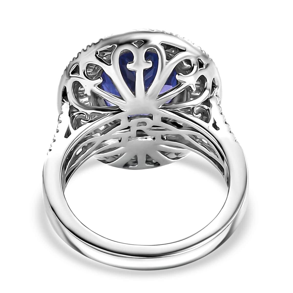 Certified & Appraised Rhapsody AAAA Tanzanite and E-F VS Diamond 6.32 ctw Ring in 950 Platinum (Size 8.5) 10.90 Grams image number 4