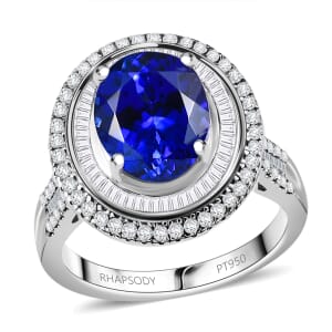 Certified & Appraised Rhapsody AAAA Tanzanite and E-F VS Diamond 6.32 ctw Ring in 950 Platinum (Size 9.0) 10.90 Grams