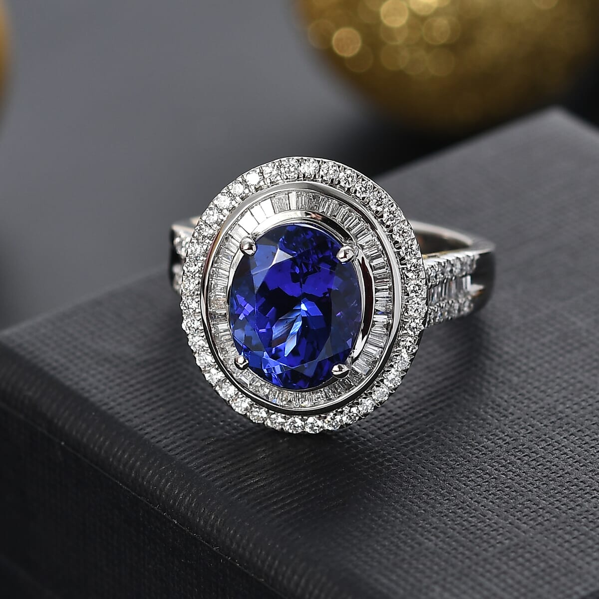 Certified & Appraised Rhapsody AAAA Tanzanite and E-F VS Diamond 6.32 ctw Ring in 950 Platinum (Size 9.0) 10.90 Grams image number 1