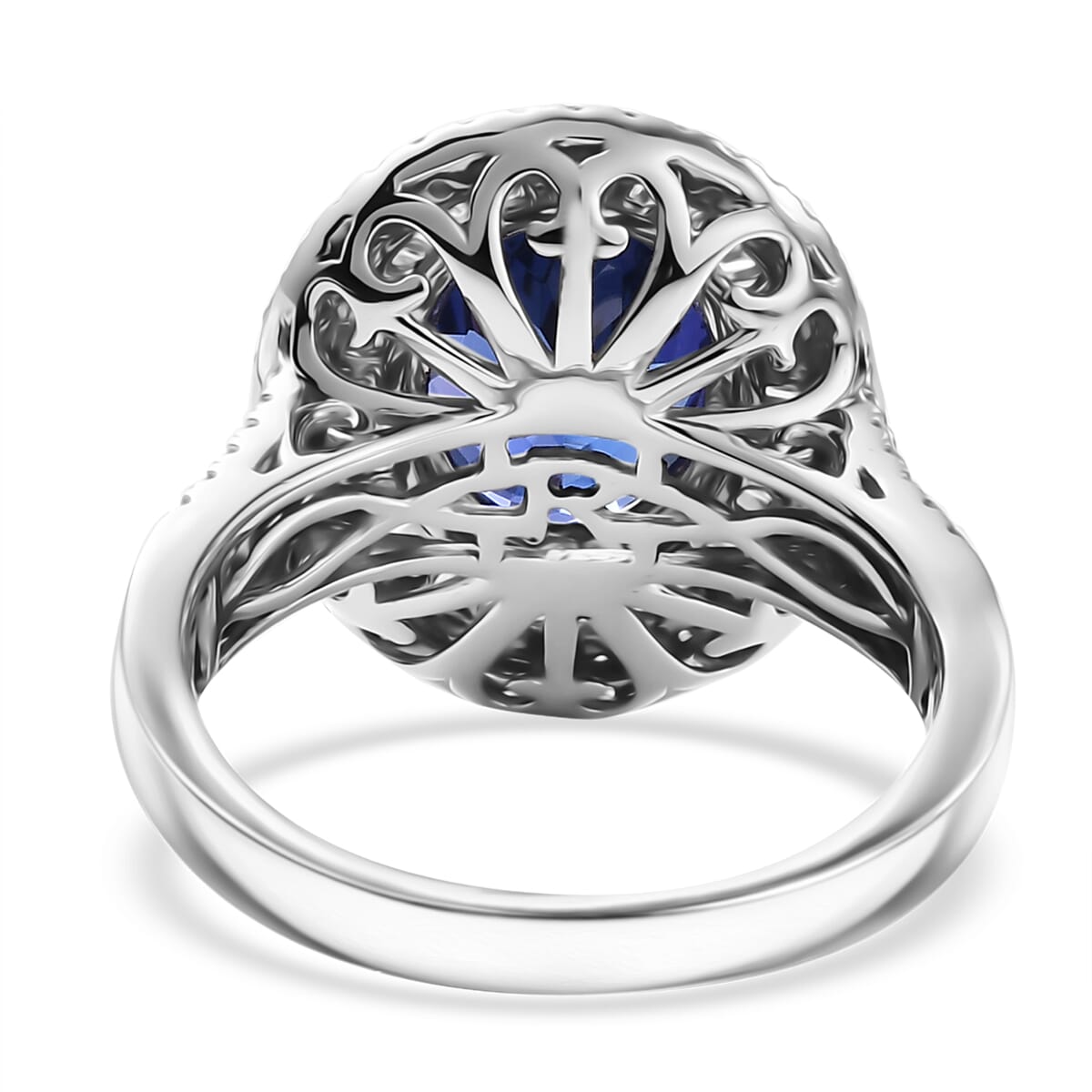 Certified & Appraised Rhapsody AAAA Tanzanite and E-F VS Diamond 6.32 ctw Ring in 950 Platinum (Size 9.0) 10.90 Grams image number 4