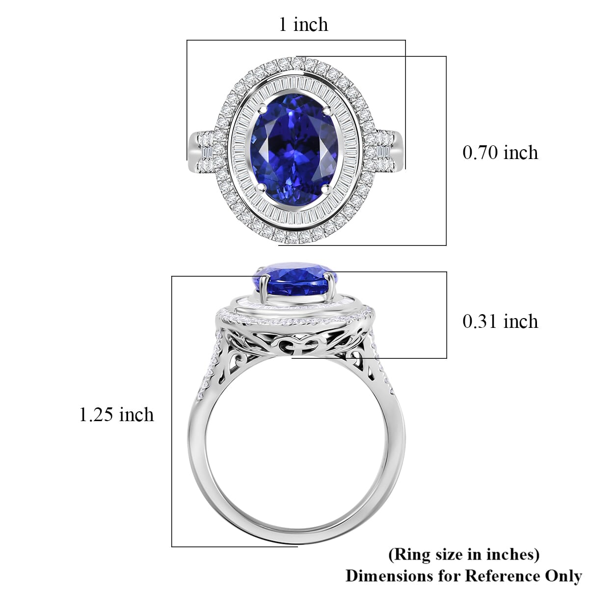 Certified & Appraised Rhapsody AAAA Tanzanite and E-F VS Diamond 6.32 ctw Ring in 950 Platinum (Size 9.0) 10.90 Grams image number 5