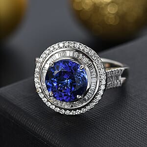 Certified Rhapsody AAAA Tanzanite, Diamond Ring in 950 Platinum 6.11 ctw (Size 10.0)