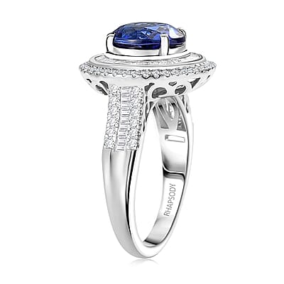 Certified and Appraised Rhapsody AAAA Tanzanite, Diamond Ring in 950 Platinum 6.11 ctw (Size 10.0)