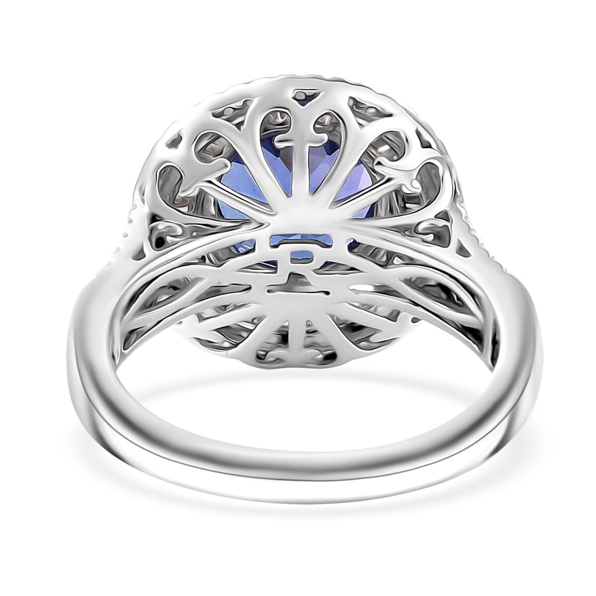 Certified & Appraised Rhapsody 950 Platinum AAAA Tanzanite, Diamond (E-F, VS2) (1.09 cts) Ring (Size 6.5) (10.25 g) 6.11 ctw image number 4