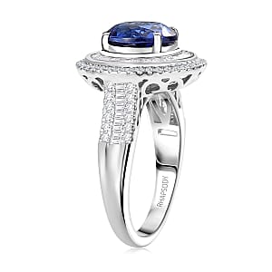 Certified Rhapsody AAAA Tanzanite, Diamond Ring in 950 Platinum 6.11 ctw (Size 7.5)