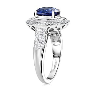 Certified Rhapsody AAAA Tanzanite, Diamond Ring in 950 Platinum 6.11 ctw (Size 8.0)