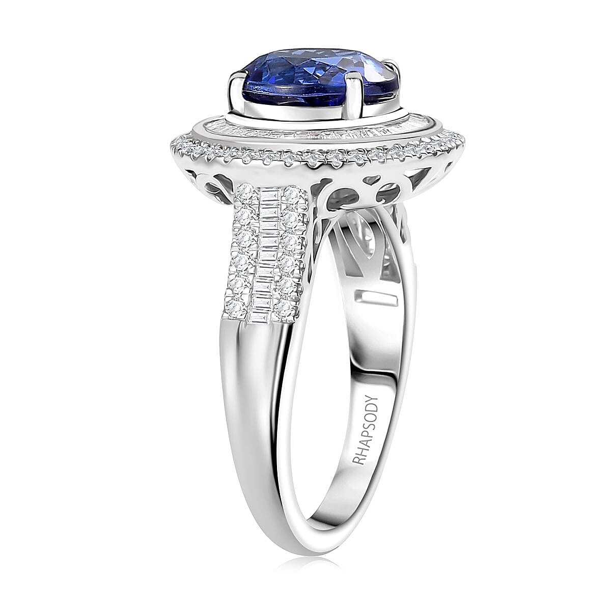 Certified & Appraised Rhapsody AAAA Tanzanite and Diamond E-F VS 6.11 ctw Ring in 950 Platinum (Size 9.0) 10.25 Grams image number 3