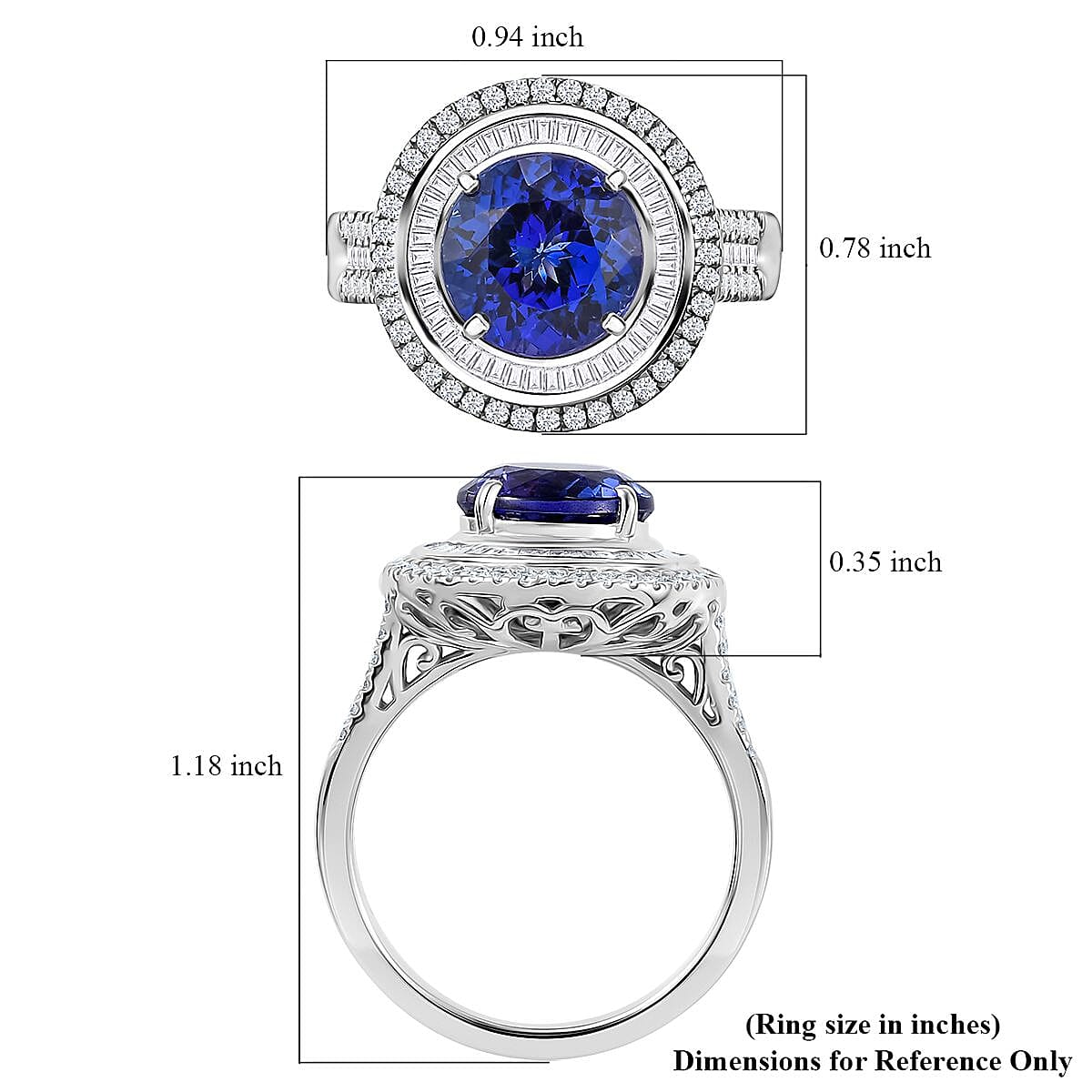 Certified & Appraised Rhapsody AAAA Tanzanite and Diamond E-F VS 6.11 ctw Ring in 950 Platinum (Size 9.0) 10.25 Grams image number 5