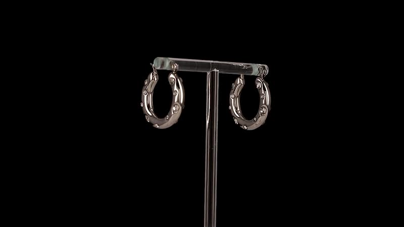 White Austrian Crystal Hoop Earrings in Stainless Steel