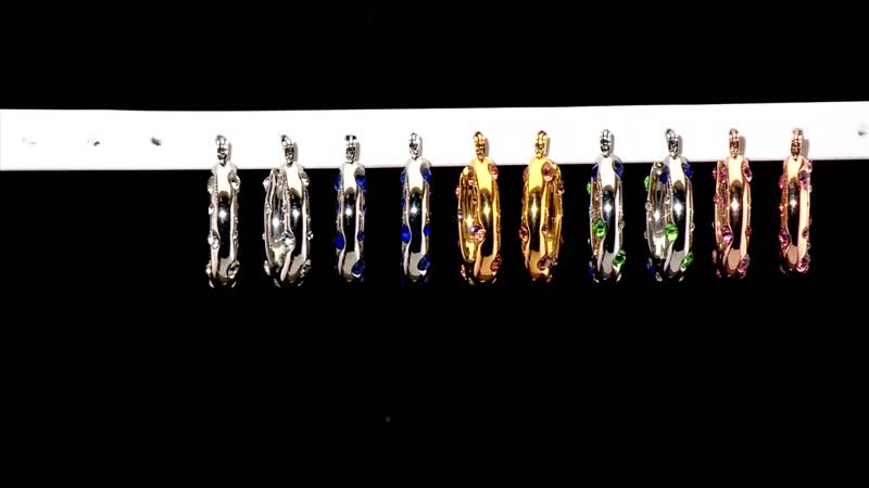 White Austrian Crystal Hoop Earrings in Stainless Steel