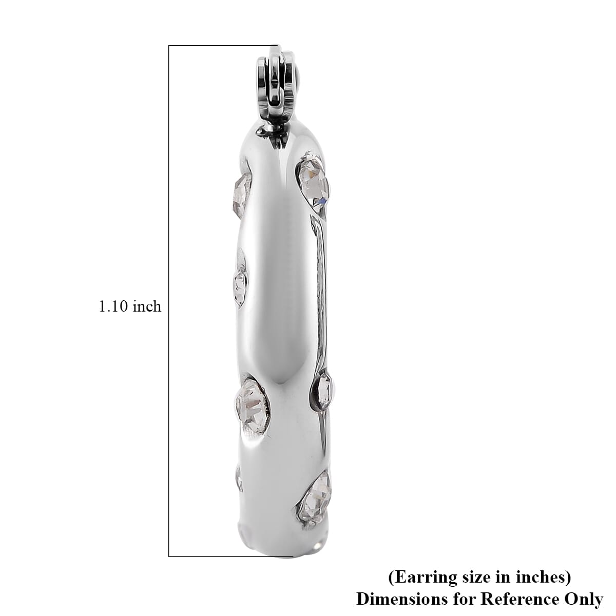 White Austrian Crystal Hoop Earrings in Stainless Steel image number 4