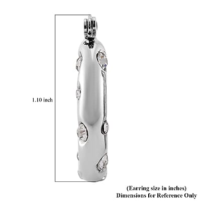 White Austrian Crystal Hoop Earrings in Stainless Steel