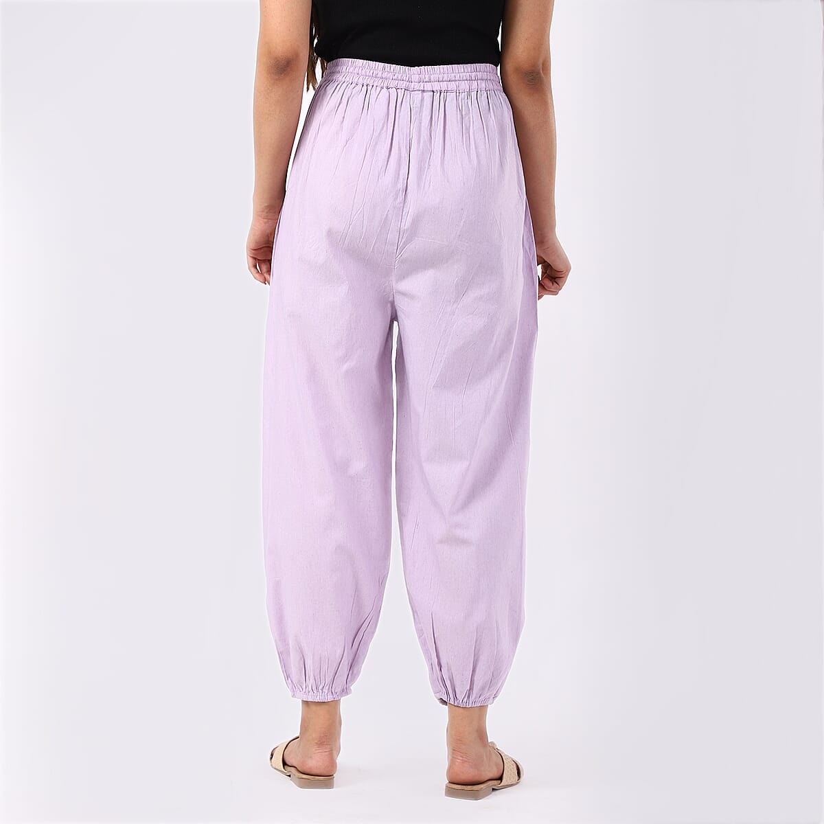 Mauve 2 Front Pocket Harem Pants with Ankle Cuffs Drawstring - One Size Fits Most image number 4