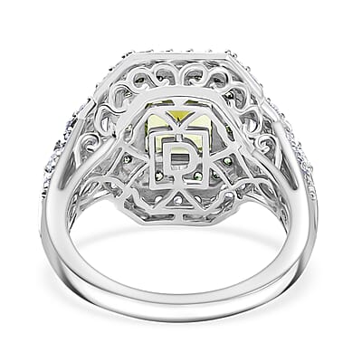 D'Joy Hebei Peridot and Multi Gemstone 4.30 ctw Halo Harmony Ring in Rhodium Over Sterling Silver (Size 10.0)