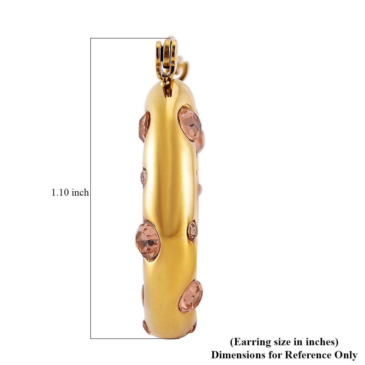 Champagne Austrian Crystal Hoop Earrings in ION Plated YG Stainless Steel image number 4