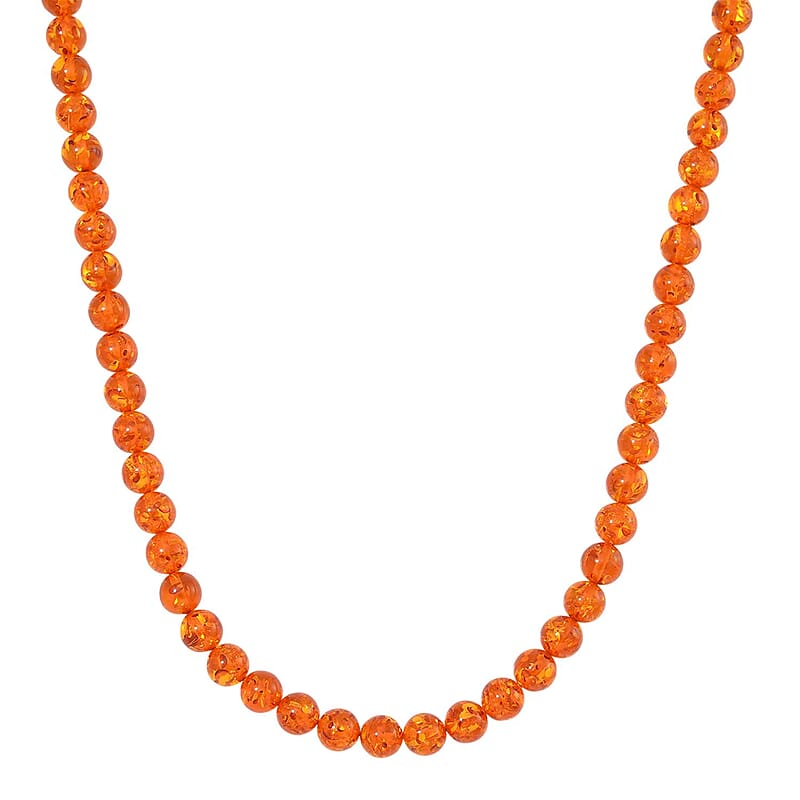 Simulated Amber Round Beaded Necklace 20.5 Inches