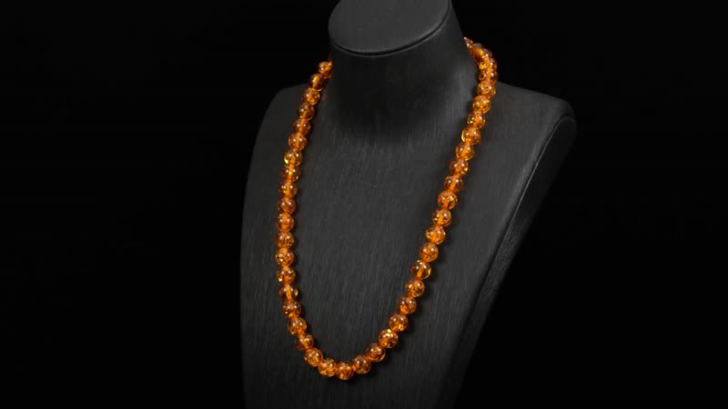 Simulated Amber Round Beaded Necklace 20.5 Inches