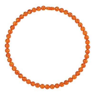 Simulated Amber Round Beaded Necklace 20.5 Inches