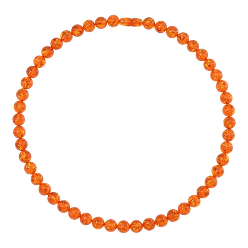 Simulated Amber Round Beaded Necklace 20.5 Inches