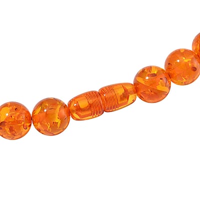 Simulated Amber Round Beaded Necklace 20.5 Inches