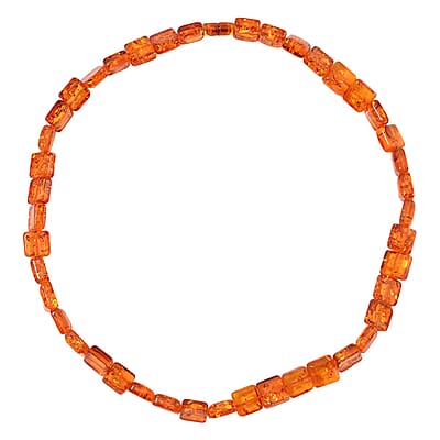 Simulated Amber Cushion Beaded Necklace 21 Inches