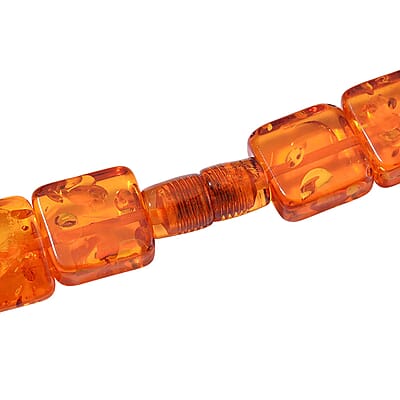 Simulated Amber Cushion Beaded Necklace 21 Inches