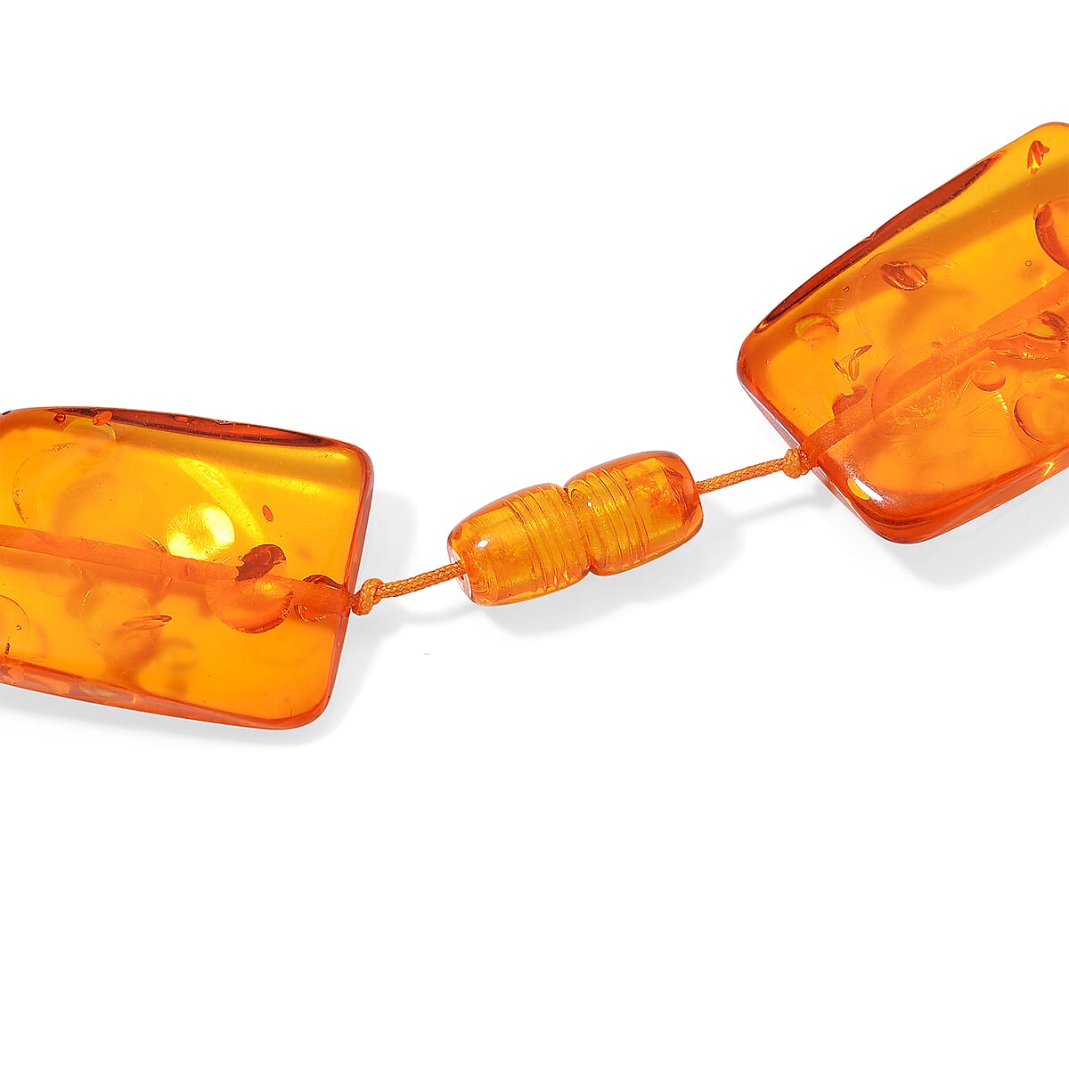 Simulated Amber Fancy Block Necklace 24 Inches image number 2