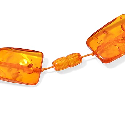 Simulated Amber Fancy Block Necklace 24 Inches