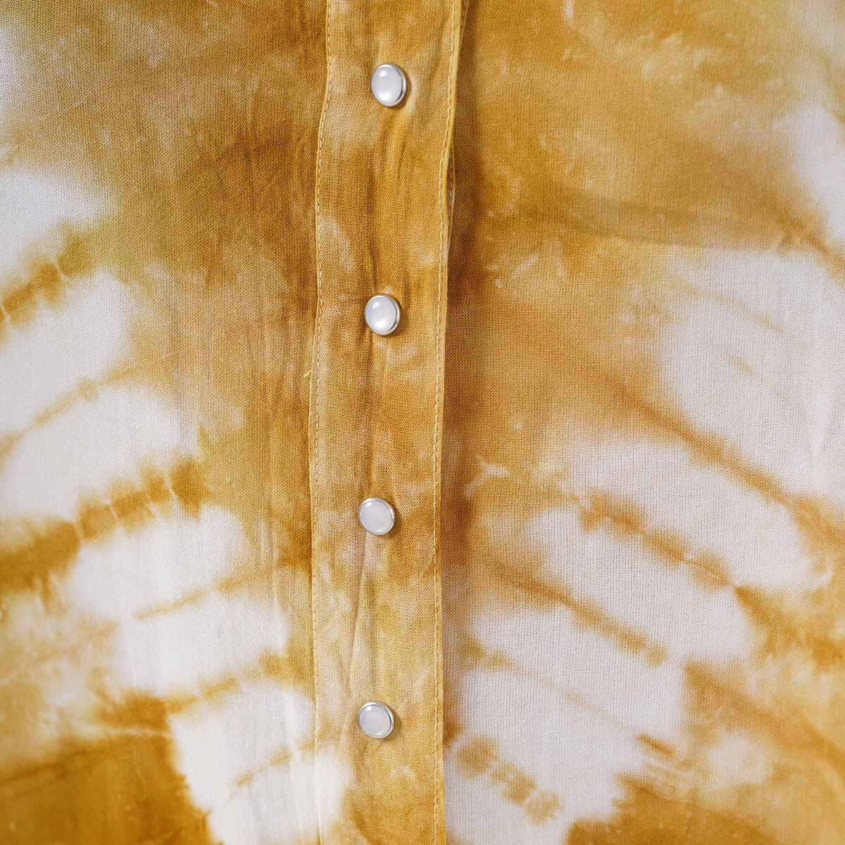 Tamsy Tan Tie Dye Kaftan with Collar and Front Buttons - One Size Fits Most image number 6