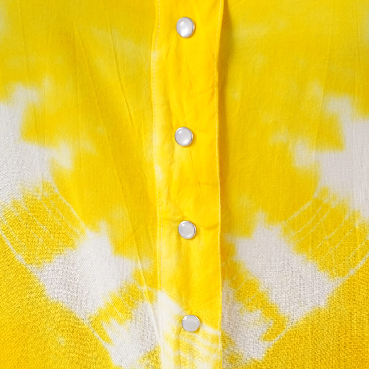 Tamsy Yellow Tie Dye Kaftan with Collar and Front Buttons - One Size Fits Most image number 5