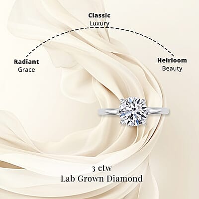 IGI Certified Luxuriant Lab Grown Diamond G VS2 3.00 ctw Solitaire Ring in 950 Platinum (Size 10.0) 4.90 Grams