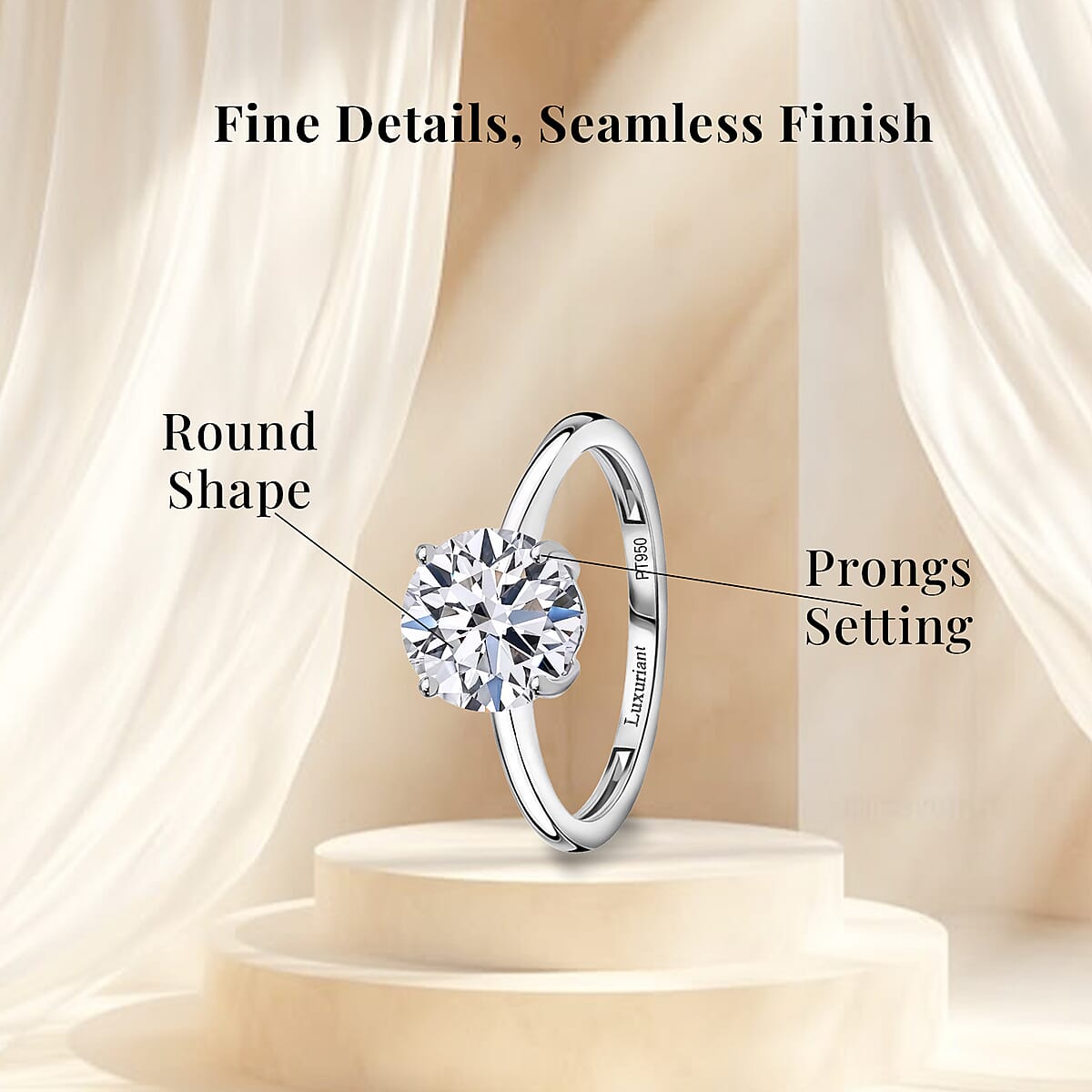 IGI Certified Luxuriant Lab Grown Diamond G VS2 3.00 ctw Solitaire Ring in 950 Platinum (Size 6.0) 4.90 Grams image number 5