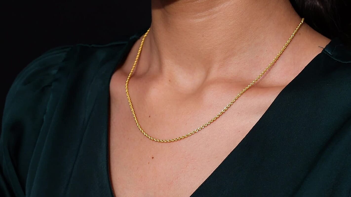 Rope Chain Necklace in 22K Yellow Gold 20 Inches 3.45 Grams