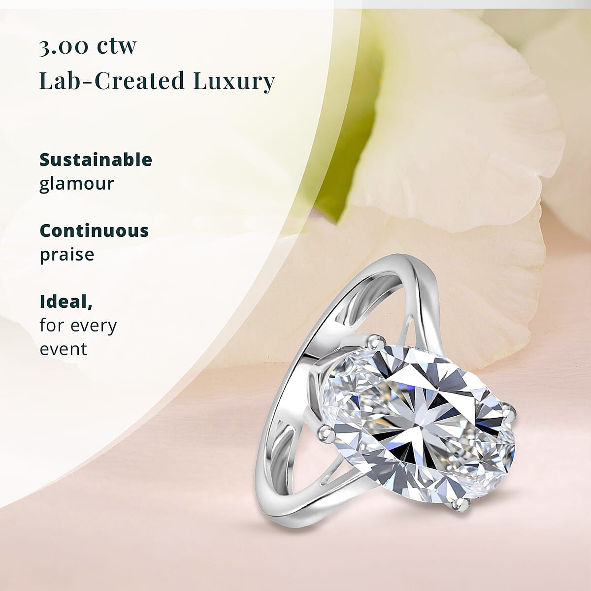 IGI Certified Luxuriant Lab Grown Diamond G VS2 3.00 ctw Solitaire Ring in 950 Platinum 4.50 Grams image number 2