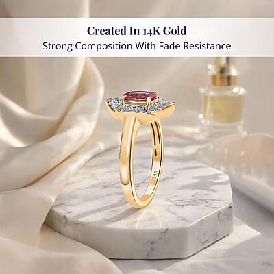 Certified & Appraised Luxoro AAA Padparadscha Sapphire (BT) 12.0) and I2 Diamond 1.30 ctw Ring in 14K Yellow Gold (Size 8.0)