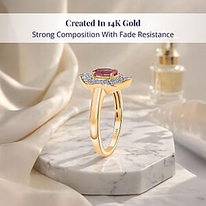 Certified & Appraised Luxoro AAA Padparadscha Sapphire (BT) 7.5) and I2 Diamond 1.30 ctw Ring in 14K Yellow Gold (Size 8.0)