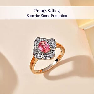 Certified & Appraised Luxoro AAA Padparadscha Sapphire (BT) 9.5) and I2 Diamond 1.30 ctw Ring in 14K Yellow Gold (Size 8.0)