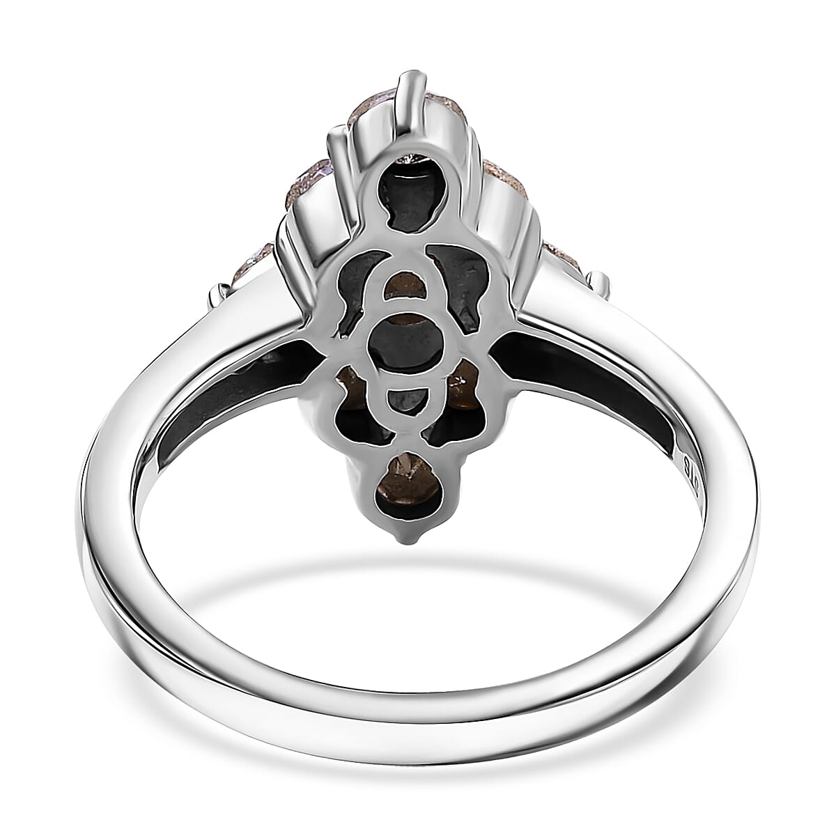 J Francis Embellished with Aurora Borealis Crystal by Swarovski Gem Garden Nonet Ring in Platinum Bond (Size 8.0)