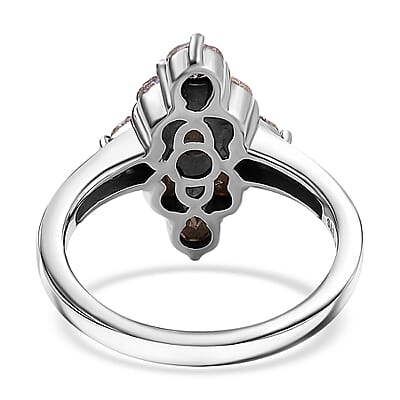 J Francis Embellished with Aurora Borealis Crystal by Swarovski Gem Garden Nonet Ring in Platinum Bond (Size 8.0)