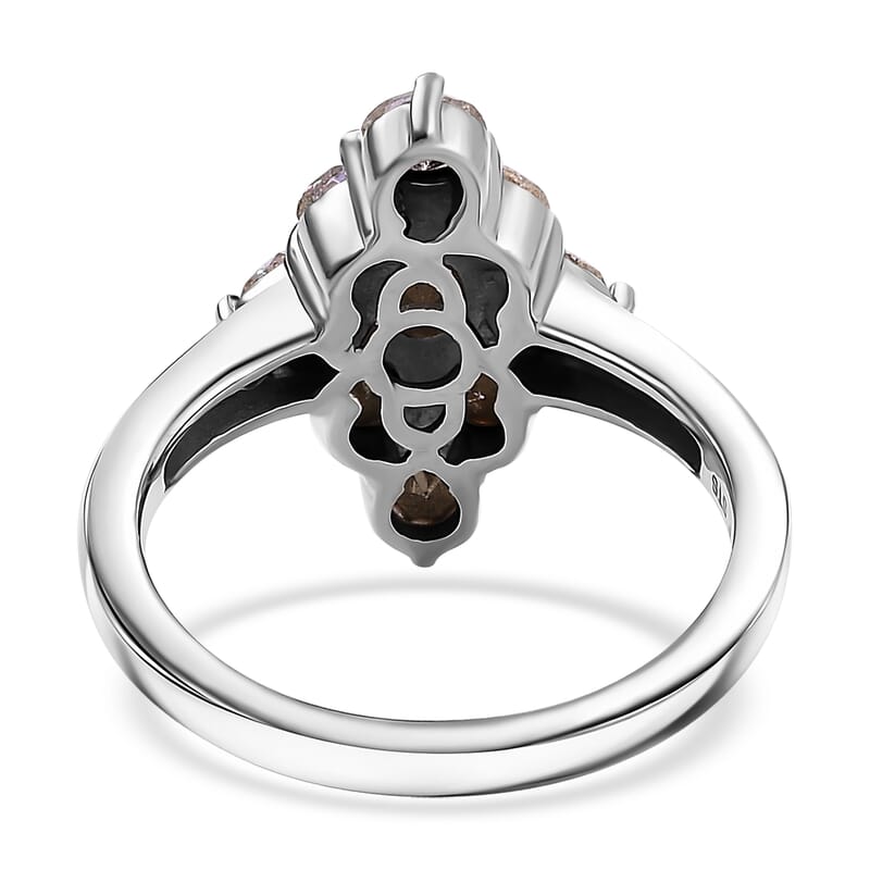 J Francis Embellished with Aurora Borealis Crystal by Swarovski Ring in Platinum Bond (Size 10)