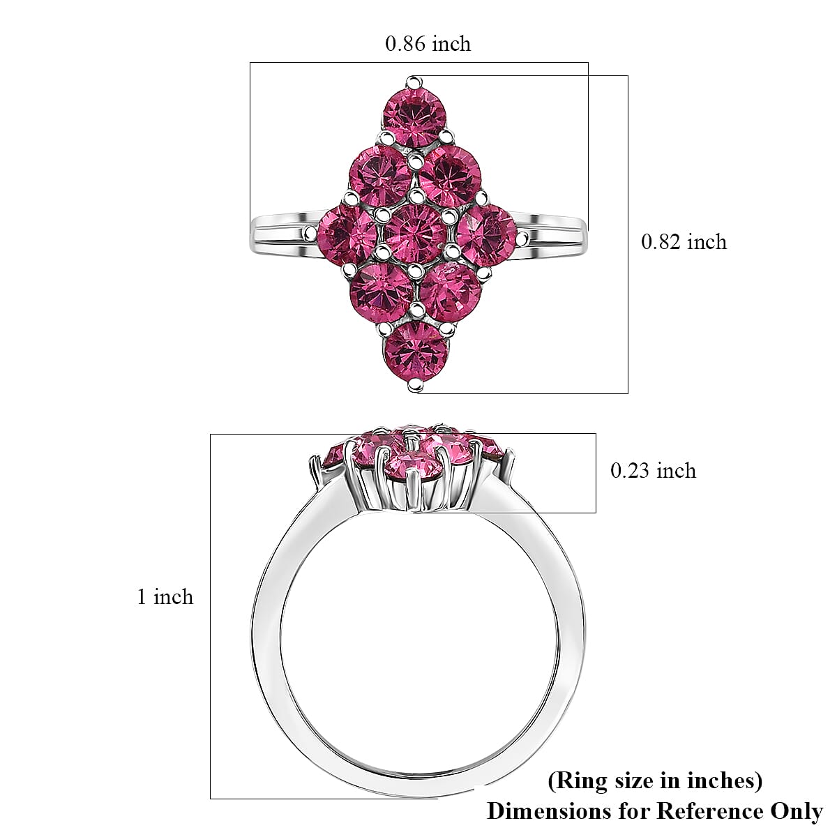 J Francis Embellished with Rose Crystal by Swarovski Gem Garden Nonet Ring in Platinum Bond (Size 10.0) image number 5