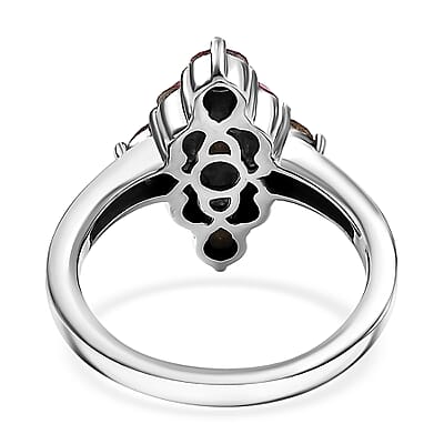 J Francis Embellished with Rose Crystal by Swarovski Gem Garden Nonet Ring in Platinum Bond (Size 5.0)